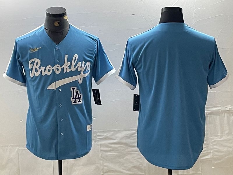 Men Los Angeles Dodgers Blank Light blue Throwback 2024 Nike MLB Jersey style 1->los angeles dodgers->MLB Jersey